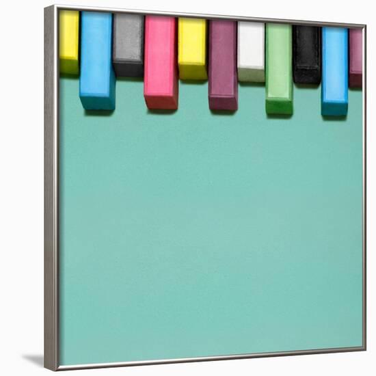 Creative Still Life of Multicolored Chalks Arranged in a Row Like Piano Keys-Fisher Photostudio-Framed Art Print