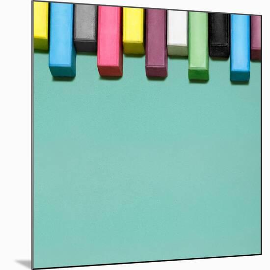 Creative Still Life of Multicolored Chalks Arranged in a Row Like Piano Keys-Fisher Photostudio-Mounted Art Print