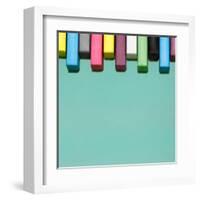 Creative Still Life of Multicolored Chalks Arranged in a Row Like Piano Keys-Fisher Photostudio-Framed Art Print