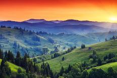 Majestic Sunset in the Mountains Landscape. Dramatic Sky. Carpathian, Ukraine, Europe. Beauty World-Creative Travel Projects-Stretched Canvas