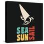 Creative Vintage Poster with Windsurfing. Sea, Sun, Sail. Print on T-Shirts and Bags, Labels and Ad-Svesla Tasla-Stretched Canvas