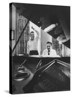 Creators of "My Fair Lady", Allan Jay Lerner and Frederick Loewe, at Piano Working on Score-Gordon Parks-Stretched Canvas