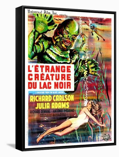 Creature from the Black Lagoon, (aka L'Etrange Creature Du Lac Noir), French Poster Art, 1954-null-Framed Stretched Canvas