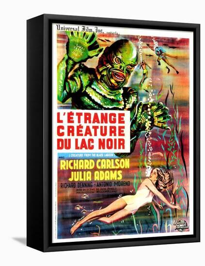 Creature from the Black Lagoon, (aka L'Etrange Creature Du Lac Noir), French Poster Art, 1954-null-Framed Stretched Canvas