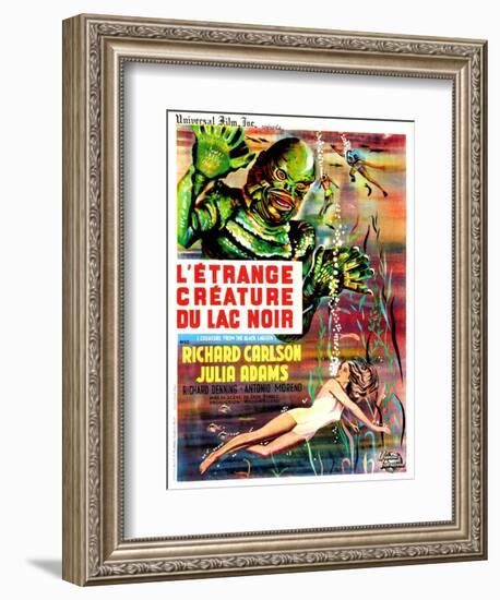 Creature from the Black Lagoon, (aka L'Etrange Creature Du Lac Noir), French Poster Art, 1954-null-Framed Art Print