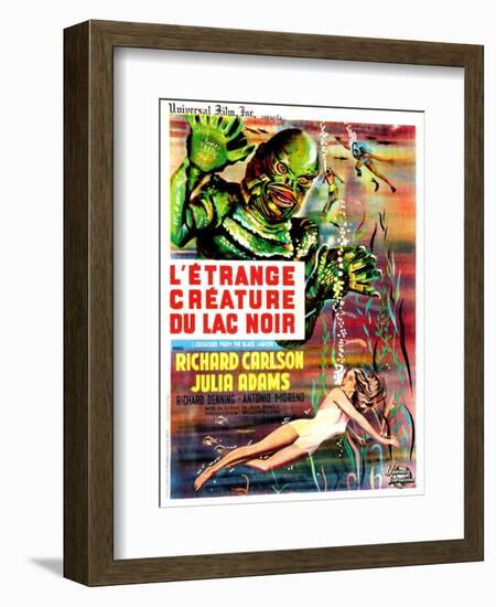 Creature from the Black Lagoon, (aka L'Etrange Creature Du Lac Noir), French Poster Art, 1954-null-Framed Art Print