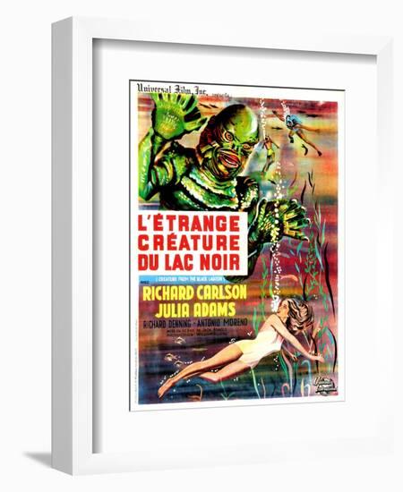 Creature from the Black Lagoon, (aka L'Etrange Creature Du Lac Noir), French Poster Art, 1954-null-Framed Art Print