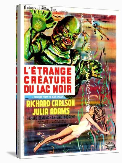 Creature from the Black Lagoon, (aka L'Etrange Creature Du Lac Noir), French Poster Art, 1954-null-Stretched Canvas