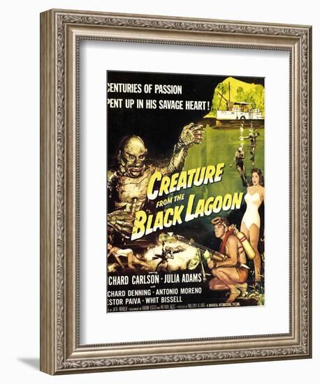 Creature from the Black Lagoon, Richard Carlson, Julie Adams, 1954-null-Framed Art Print