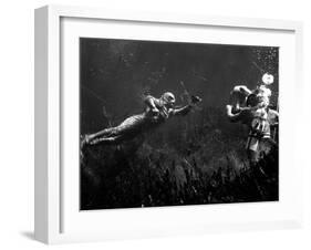 Creature from the Black Lagoon, Shooting Underwater Scene, 1954-null-Framed Photo