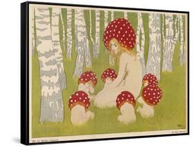 Creatures of the Woods in Their Toadstool Hats-Ed. Okun-Framed Stretched Canvas