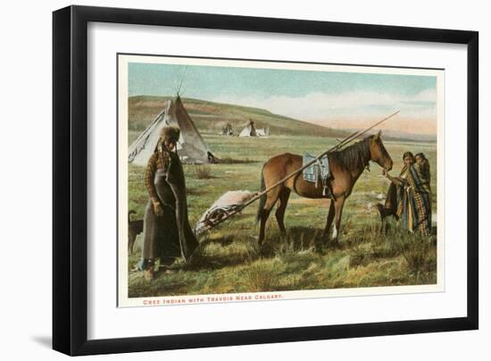 Cree Indian with Travois-null-Framed Art Print