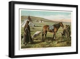 Cree Indian with Travois-null-Framed Art Print