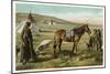 Cree Indian with Travois-null-Mounted Art Print