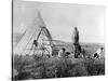 Cree North American Indian Outside Tepee, C1885-1890-null-Stretched Canvas