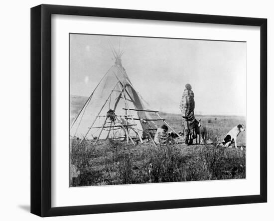 Cree North American Indian Outside Tepee, C1885-1890-null-Framed Giclee Print