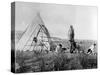 Cree North American Indian Outside Tepee, C1885-1890-null-Stretched Canvas