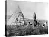 Cree North American Indian Outside Tepee, C1885-1890-null-Stretched Canvas