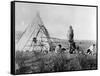 Cree North American Indian Outside Tepee, C1885-1890-null-Framed Stretched Canvas