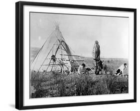 Cree North American Indian Outside Tepee, C1885-1890-null-Framed Giclee Print