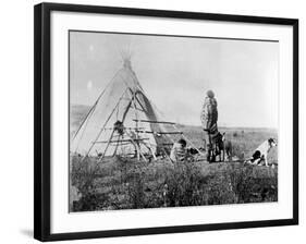 Cree North American Indian Outside Tepee, C1885-1890-null-Framed Giclee Print