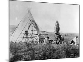 Cree North American Indian Outside Tepee, C1885-1890-null-Mounted Giclee Print