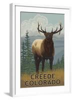 Creede, Colorado - Elk Scene-Lantern Press-Framed Art Print