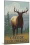 Creede, Colorado - Elk Scene-Lantern Press-Mounted Art Print