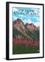 Creede, Colorado - Fireweed and Mountain-Lantern Press-Framed Art Print