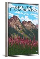 Creede, Colorado - Fireweed and Mountain-Lantern Press-Framed Art Print