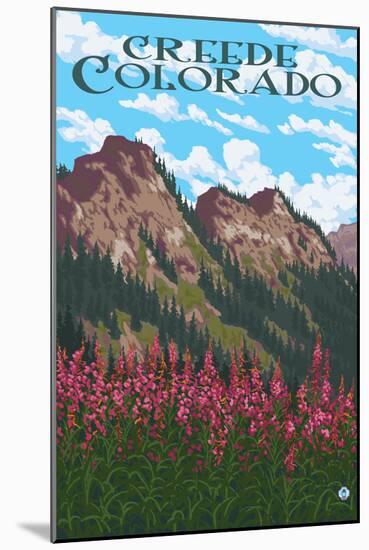 Creede, Colorado - Fireweed and Mountain-Lantern Press-Mounted Art Print