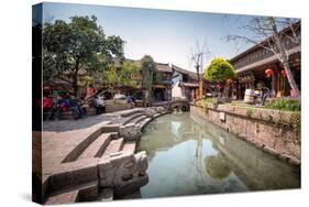 Creek at Square Market in Lijiang, Yunnan, China, Asia-Andreas Brandl-Stretched Canvas