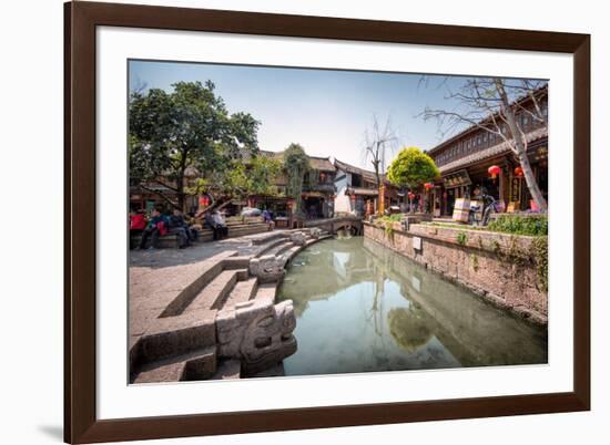 Creek at Square Market in Lijiang, Yunnan, China, Asia-Andreas Brandl-Framed Photographic Print