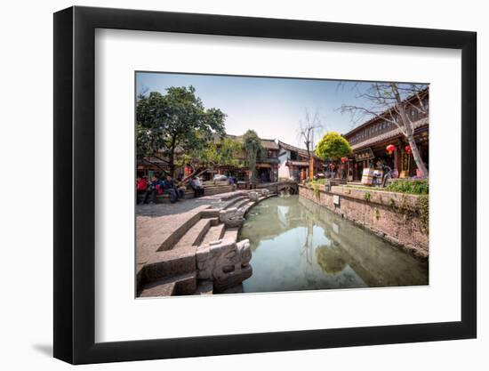Creek at Square Market in Lijiang, Yunnan, China, Asia-Andreas Brandl-Framed Photographic Print