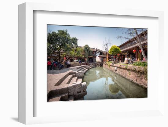 Creek at Square Market in Lijiang, Yunnan, China, Asia-Andreas Brandl-Framed Photographic Print