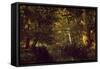 Creek In Forest-Constant Troyon-Framed Stretched Canvas