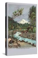 Creek with Mt. Hood in Background, Oregon-null-Stretched Canvas