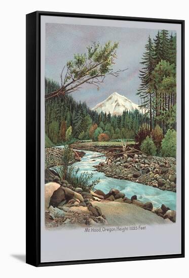 Creek with Mt. Hood in Background, Oregon-null-Framed Stretched Canvas
