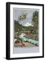 Creek with Mt. Hood in Background, Oregon-null-Framed Art Print