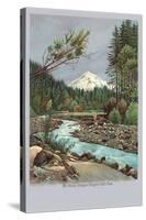 Creek with Mt. Hood in Background, Oregon-null-Stretched Canvas