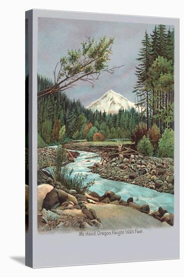 Creek with Mt. Hood in Background, Oregon-null-Stretched Canvas