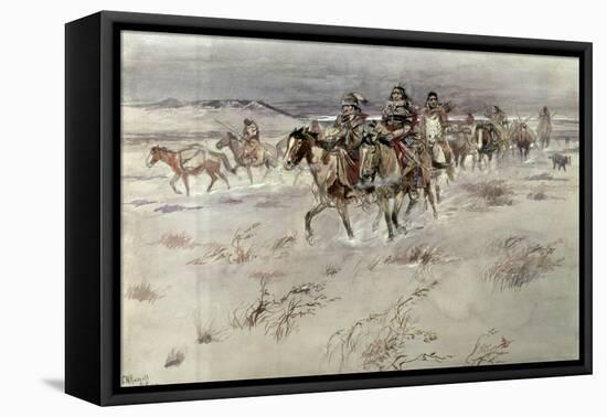 Crees Coming in to Trade-Charles Marion Russell-Framed Stretched Canvas