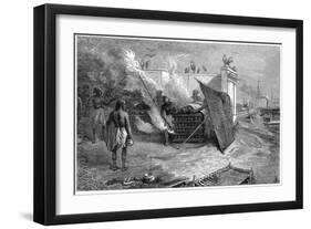 Cremation of the Dead on Funeral Pyres, Calcutta, India, 1879-null-Framed Giclee Print