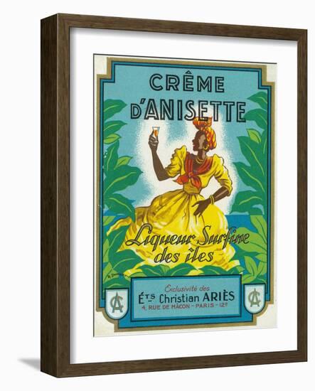 Creme d'Anisette Liqueur Surfine des iles Brand Rum Label-Lantern Press-Framed Art Print
