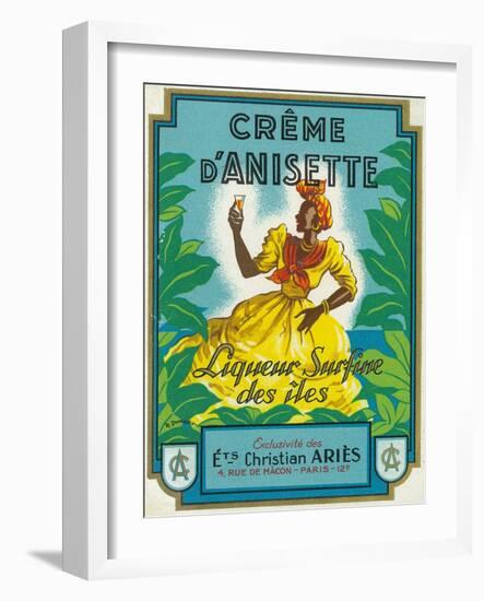 Creme d'Anisette Liqueur Surfine des iles Brand Rum Label-Lantern Press-Framed Art Print