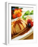 Crêpes with Ice Cream, Berries and Caramel Sauce-null-Framed Photographic Print