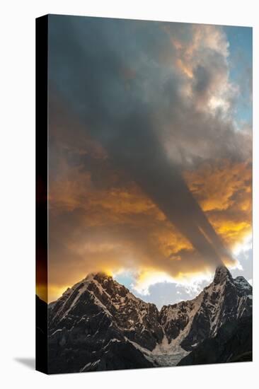 Crepuscular Clouds and Mountain Peaks at Sunset, Andes Mountains, Peru-Howie Garber-Stretched Canvas