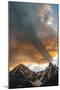 Crepuscular Clouds and Mountain Peaks at Sunset, Andes Mountains, Peru-Howie Garber-Mounted Photographic Print