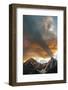 Crepuscular Clouds and Mountain Peaks at Sunset, Andes Mountains, Peru-Howie Garber-Framed Photographic Print