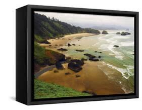 Crescent Beach from Ecola State Park, Oregon, USA-Michel Hersen-Framed Stretched Canvas